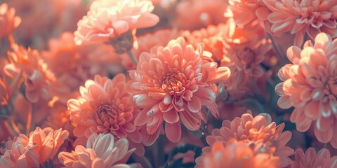 Poster - A close-up shot of a bunch of pink flowers. Perfect for floral backgrounds