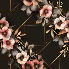 Poster - Elegant floral background with a touch of gold, perfect for adding a touch of luxury to your design projects