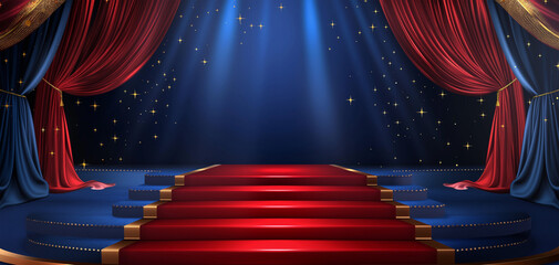 Red and blue magic stage isolation background, Illustration