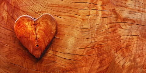 Poster - A wooden heart placed on a piece of wood. Perfect for rustic, love-themed designs