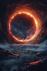 Poster - A mesmerizing fire ring in the sky. Perfect for science fiction projects