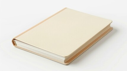 Poster - A white book with a wooden cover on a white surface. Ideal for book cover designs