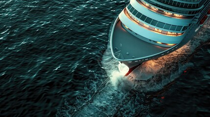Poster - A large cruise ship sailing in the open ocean. Suitable for travel and transportation concepts
