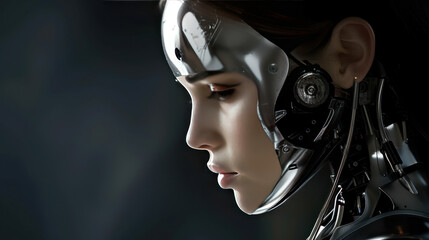 Woman Wearing Robot Suit and Helmet