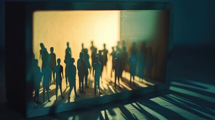 Aufkleber - Shadow of a group of people in a shadow box. Suitable for business concepts