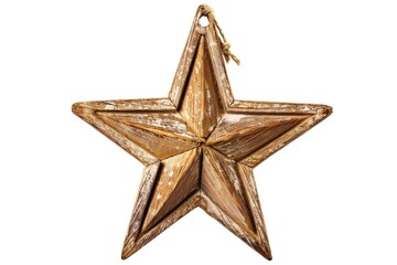 Poster - A wooden star ornament hanging from a rope. Suitable for holiday decorations