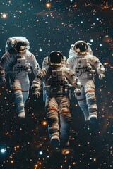 Aufkleber - Astronauts floating in the air, suitable for science or space themes