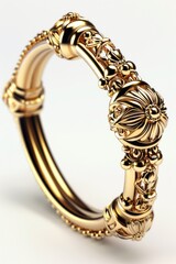 Poster - A close up of a gold ring on a white background. Perfect for jewelry or wedding concepts