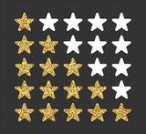 Fototapeta Tulipany - Gold sequined rating stars. Infographics icon for web site, social media groups design, mobile apps. Vector