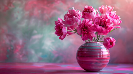 Wall Mural - bouquet of pink flowers in vase