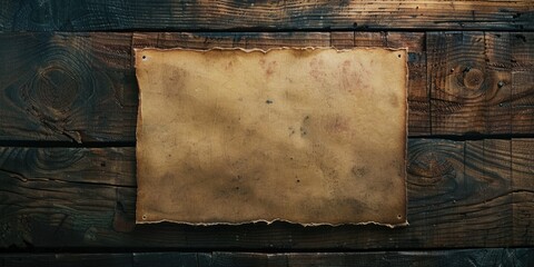Aufkleber - A piece of paper hanging on a wooden wall. Suitable for office or education concepts