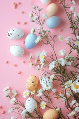 Aufkleber - Fresh eggs arranged on a pink background. Ideal for food and kitchen-related projects