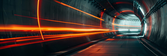 Wall Mural - a tunnel with a bright orange light shining through it by ai generated image