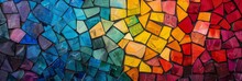 Colorful Mosaic Glass Art Abstract Background - A Vibrant Multicolored Mosaic Glass Wall Art Creating An Eye-catching Abstract Background