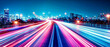 Dynamic Night Traffic in Urban City, Speed and Motion Concept, Blurred Lights and Fast Moving Cars on Highway