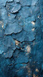 Cracked blue paint on a wall ,Abstract background and texture for design ,painted wall dark blue background , Abstract background and texture for design