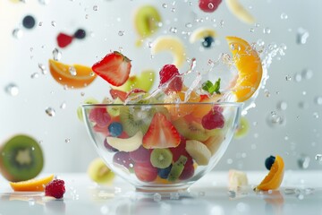 Wall Mural - Fresh assorted fruits in a bowl