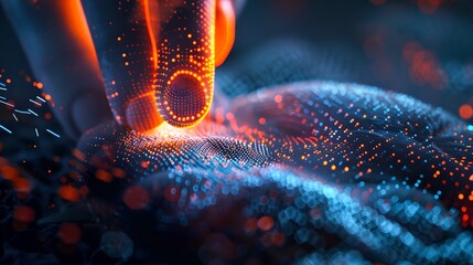 Aufkleber - Vibrant Digital Landscape with Glowing Elements, Futuristic Technology Theme, Abstract Background Visualization. AI