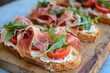 Open faced sandwiches with prosciutto