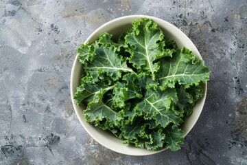 Sticker - Overhead shot of kale in white bowl