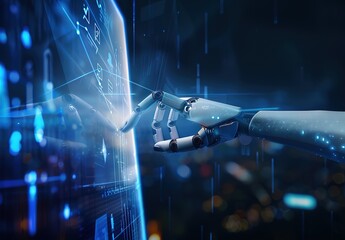 Poster - The harmonious intersection of humanity and technology: the meeting of human and robotic hands in a galaxy of innovation