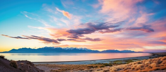 Poster - Sunset over mountain and sea