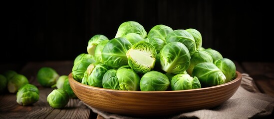 Wall Mural - Close up of brussels sprouts in a bowl
