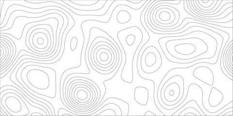 Aufkleber - Ocean topographic line map with curvy wave isolines vector illustration. Abstract topographic contours map background, Vector contour topographic map. Cartography texture abstract banner use..