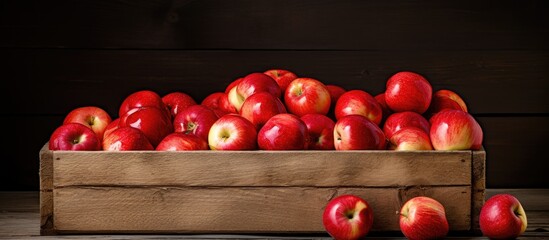 Aufkleber - Wooden crate with assorted apples on table