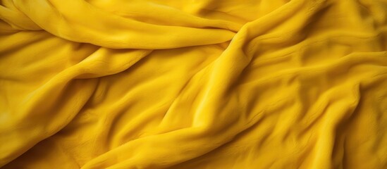 Fototapete - Wavy yellow fabric design close up