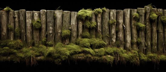 Aufkleber - Wooden fence covered in moss