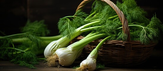 Poster - Bunches of fennel in a basket