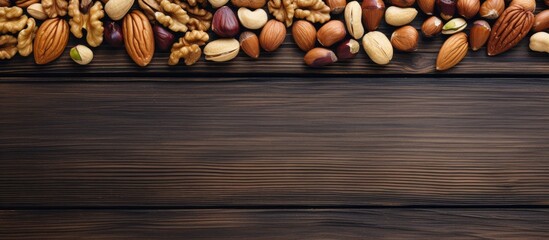 Poster - Assorted nuts on wooden table