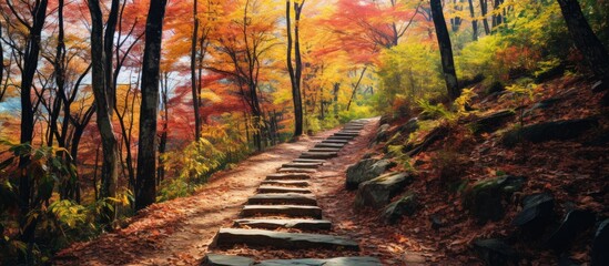 Poster - Path through forest with rocks and trees