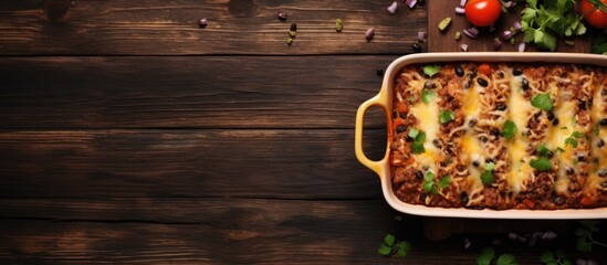 Aufkleber - Baking dish with cooked enchilada on display