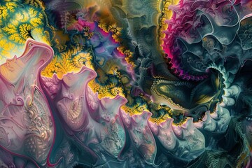 Wall Mural - imaginative fractal background with colorful abstract patterns digital illustration