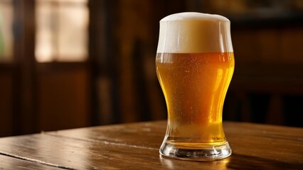 Canvas Print -  A frothy pint of golden ale ready to be savored