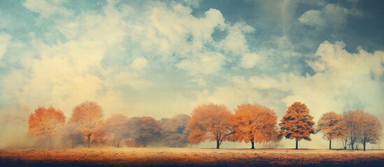 Aufkleber - Trees in a field under a cloudy sky