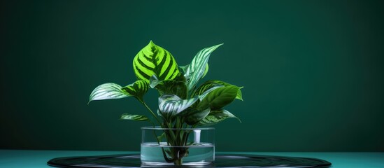 Aufkleber - Green plant in glass vase on tray