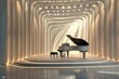 futuristic concert hall interior with grand piano 3d rendering