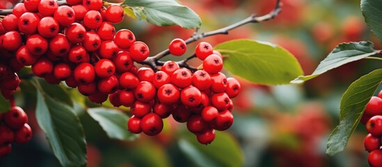 Poster - Red berries cluster on tree