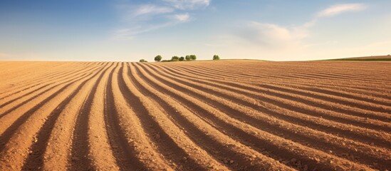 Poster - Plowed field with distant trees