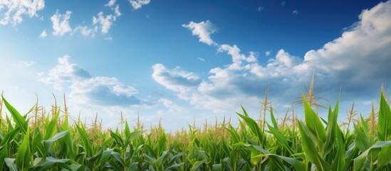 Wall Mural - Cornfield under dramatic sunlight