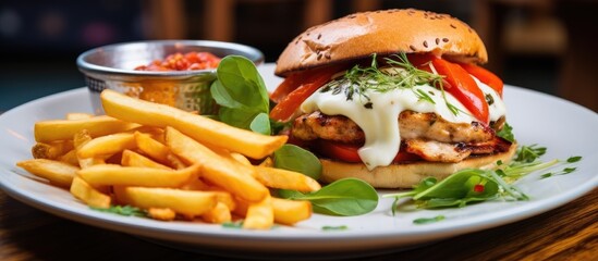 Poster - Grilled chicken sandwich with fries