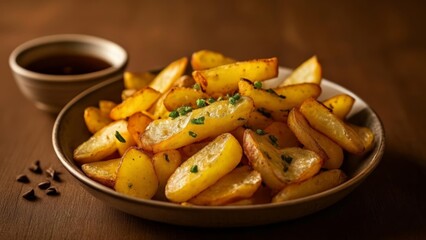 Canvas Print -  Deliciously seasoned fries ready to be savored