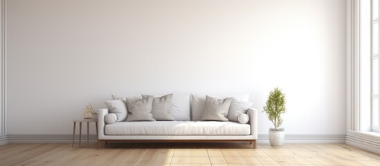 Aufkleber - Minimalist living room with white sofa