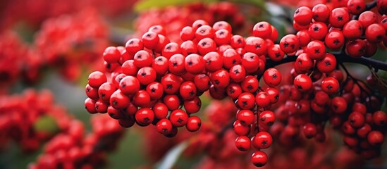 Wall Mural - Red berries cluster on tree