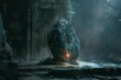 mysterious stone interrogation aigenerated surreal concept art