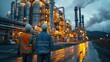 © bannafarsai - A man in safety vest stands in front of a large industrial plant