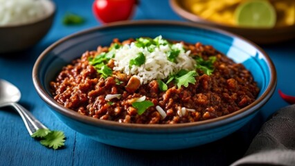 Sticker -  Delicious Mexicanstyle dish with rice and beans ready to be savored